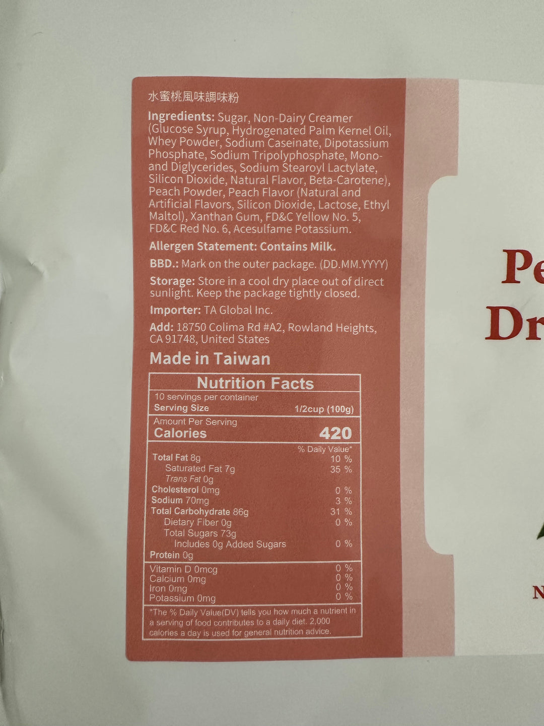 strawberry flavored milk tea powders